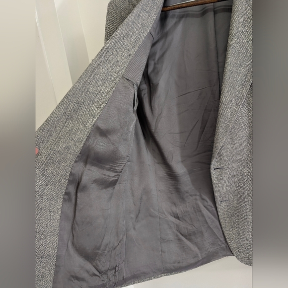 YSL Pour Homme Wool Blazer 42R Gray Herringbone Made France Quiet Luxury - Picture 5 of 11